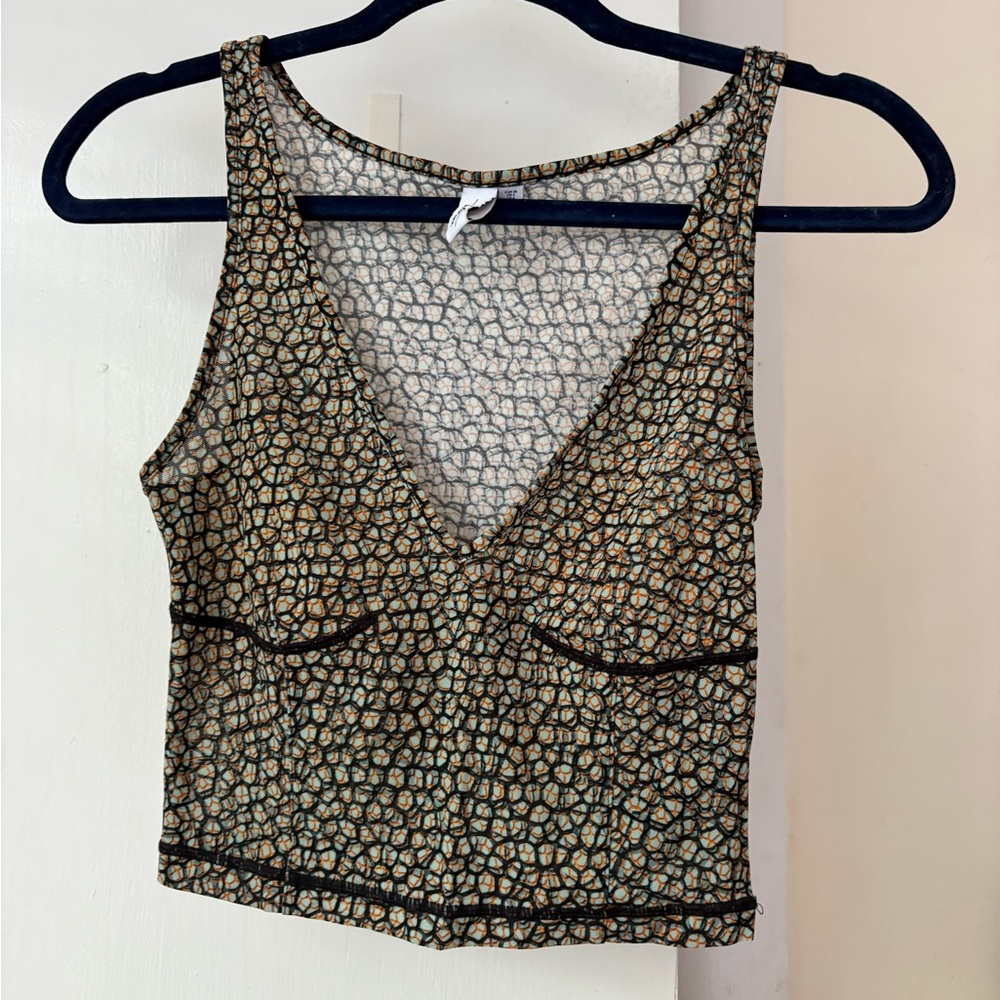 & Other Stories Black and Tan Patterned Tank Top